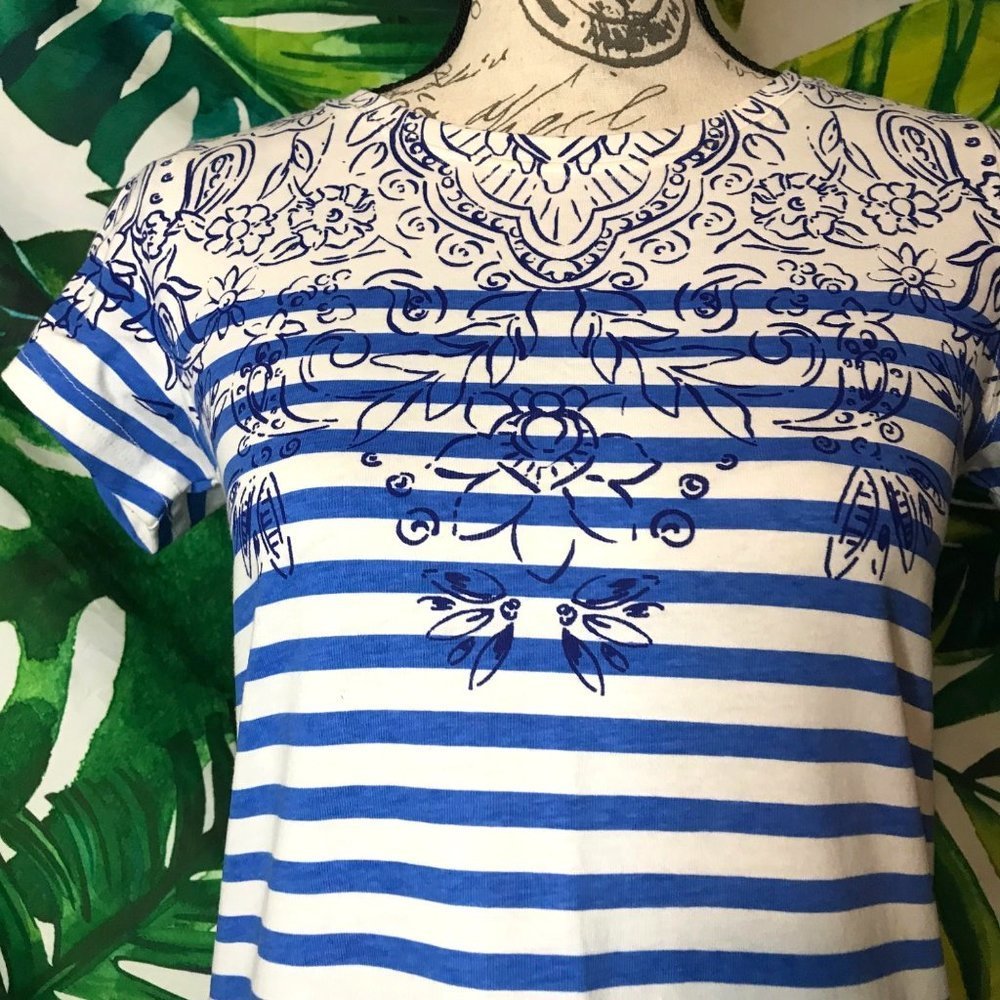 Vineyard Vines Women's Xxs Nautical White Blue Comfy T Shirt Dress Preppy
